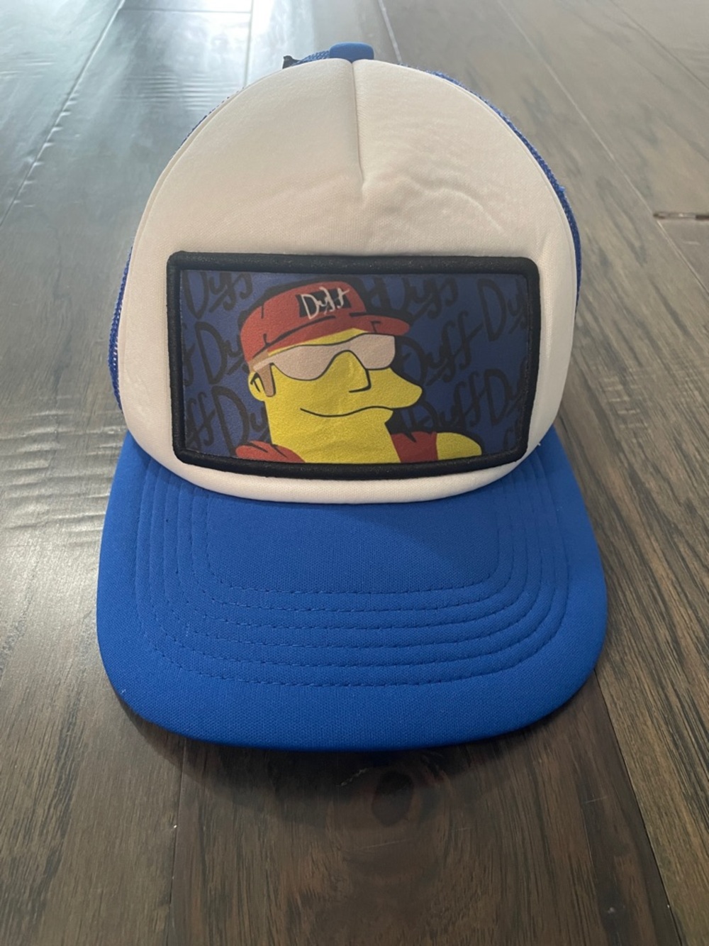 Simpsons Duff Dad Trucker Hat - Blue and White